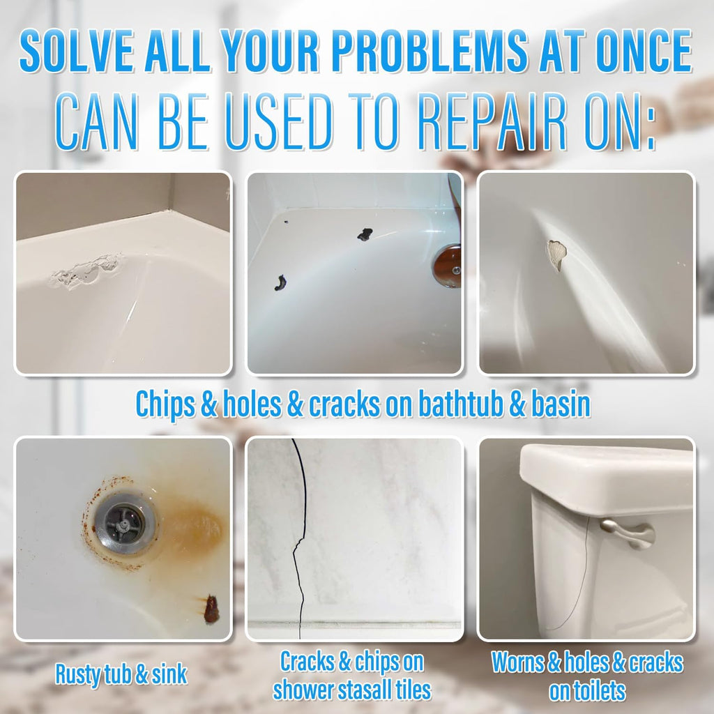 Regine Switzerland Tub Repair Kit - Fix Chips, Cracks & Scratches on Enamel, Fiberglass, Acrylic | White