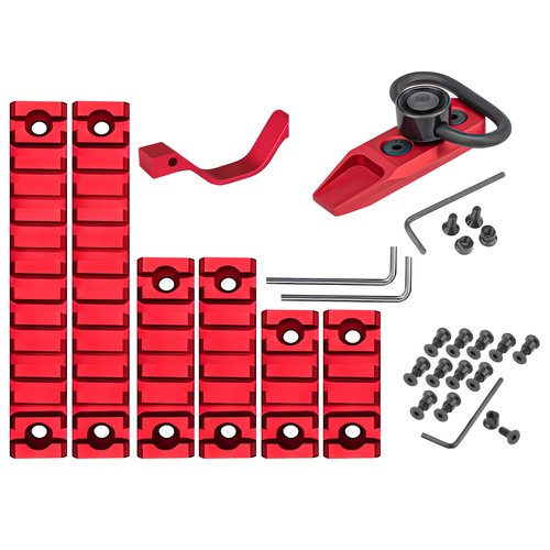 Gotical Combo of 2 Items which Includes 5 Slots 2 Pieces and 7 Slot 2 Pieces Key mod Lightweight Aluminum Red Color (5,7,13 Slot - Trigger & Attachment)