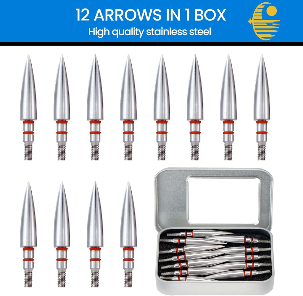 Skiennix Archery Field Points - 12pcs Screw-In Broadheads for Recurve & Compound Bows | 100-300 Grain