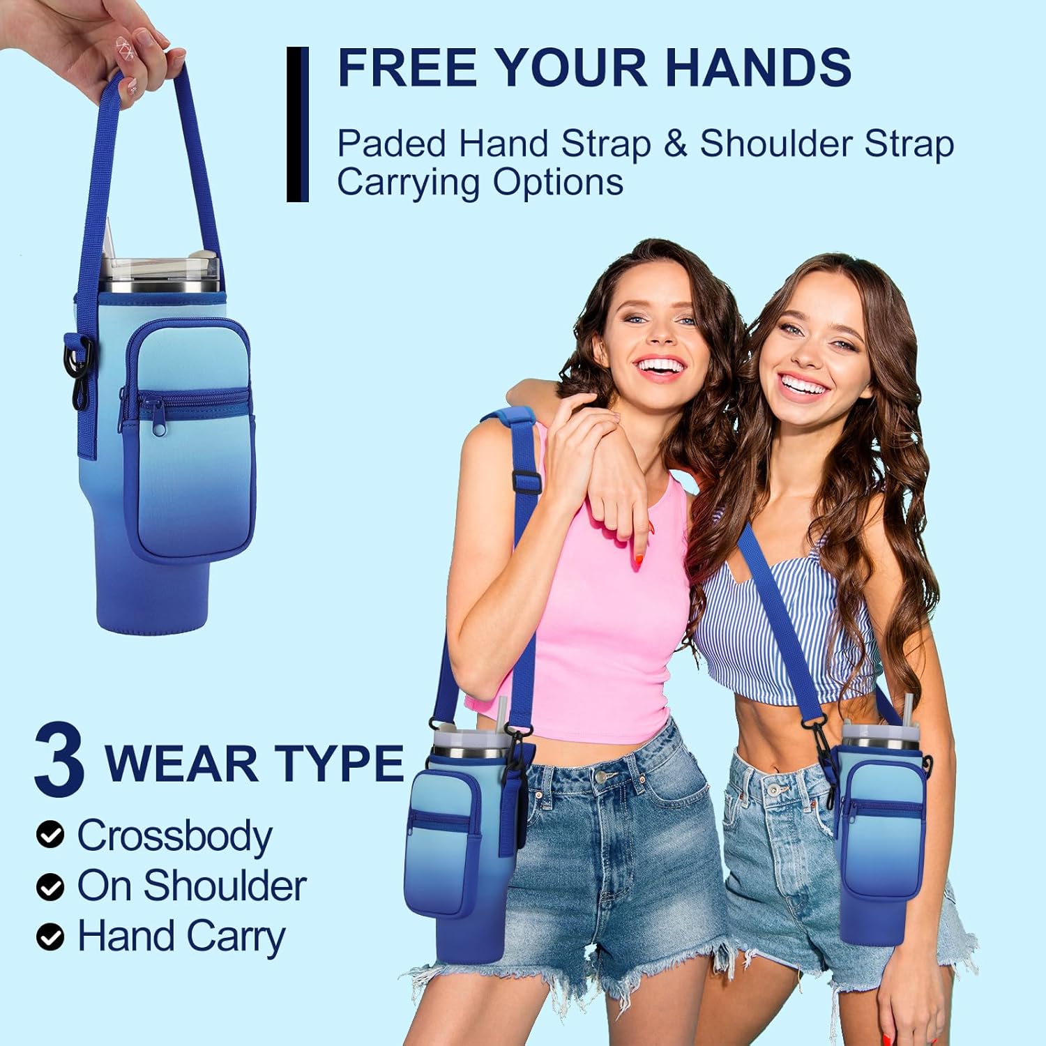 Stanley Water Bottle Carrier Bag - Neoprene Holder with Phone Pocket & Adjustable Straps | Fits 40/30 oz Tumblers