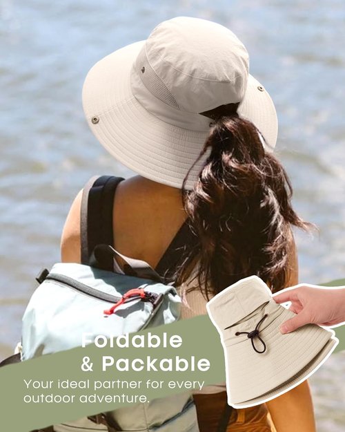 FURTALK Women's Sun Hat - Wide Brim with Ponytail Hole | UPF 80+ Outdoor Protection, Foldable Design