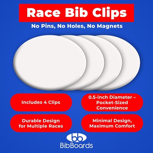 bibSNAPS Race Bib Clips - Secure Fasteners for Running & Cycling Numbers - Non-Magnetic, Soft & Reusable, White (4pcs)