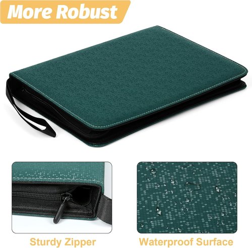 GERMUN Premium Zip Card Binder - 9 Pocket PU Album for MTG, TCG & Sports Cards | 720 Double-Sided Pockets - Dark Green