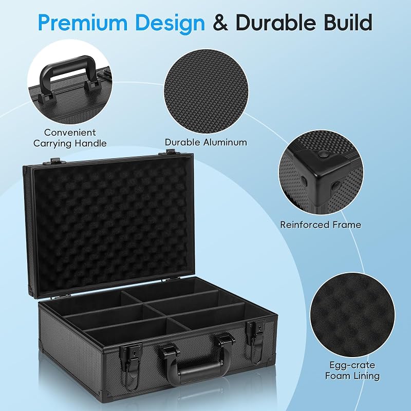 Toploader Card Storage Box 600+ Capacity, Aluminum Case for 3x4 Top Loaders with Lock