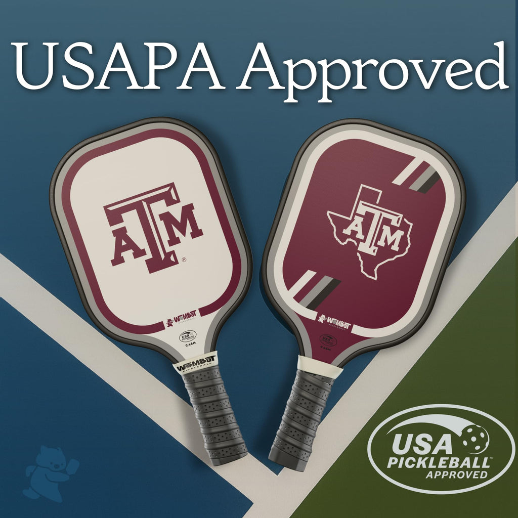 Wombat Pickleball – Texas A&M Pickleball Racquet – Micro-Textured Fiberglass Face, 16mm Honeycomb Core, Cold-Press, 8.8 oz, Reinforced Edge