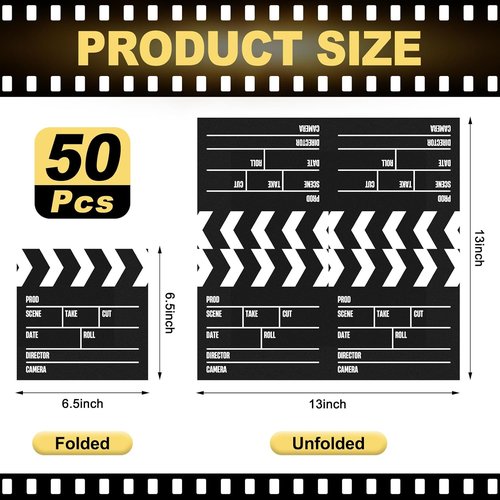 Movie Night Disposable Paper Napkins,50Pcs Movie Theater Decor Napkins for Party Decorations Square Movie Film Themed Tissue for Birthday Awards Ceremony Hollywood Party Supplies Movie Prop