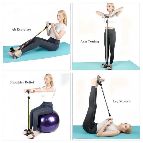 Adjustable Foot Pedal Resistance Band, Durable Foot Pedal Resistance Trainer with Bag. Multifunctional Pedal Puller Resistance Rope with Handles. Fitness Equipment for Women and Men. Black.