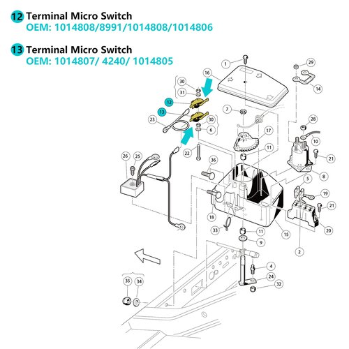 10L0L 4 Pack Golf Cart Micro Switch 2 & 3 Prong for Club Car DS Precedent OEM # 1014807,1014240, 1014805