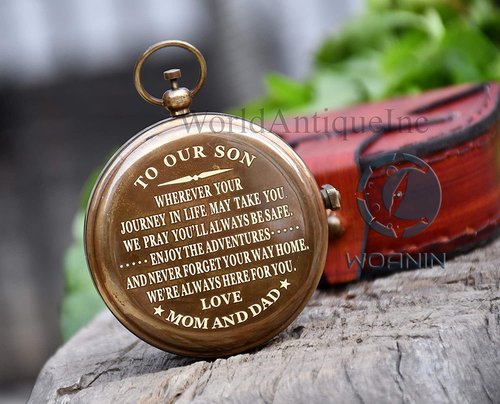 WOANIN Personalized Compass,Gift for Husband,Son,to My Man, to Our Son,to My Fiancé,Dad,Boyfriend,for Customized Compass (Our Son- Mom and Dad)