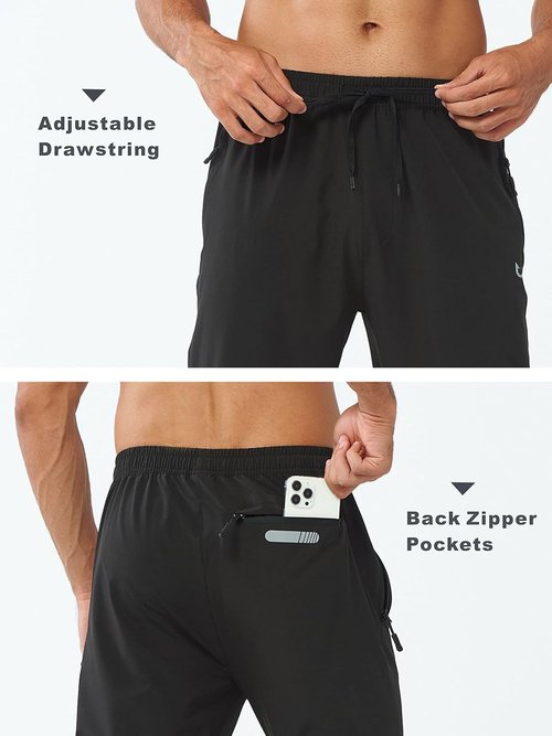 NORTHYARD Men's Athletic Joggers - Lightweight Running Pants with Zipper Pockets | Casual Gym Wear