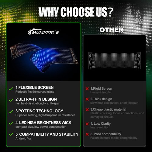 Golf Cart Devil Eyes Light Sign Screen, Programmable-Animations Flexible Screen for Golf Cart Windshield, DIY Dynamic text, graffiti, patterns With App&Remote Control, 23.4"x4.7" Windshield Decoration