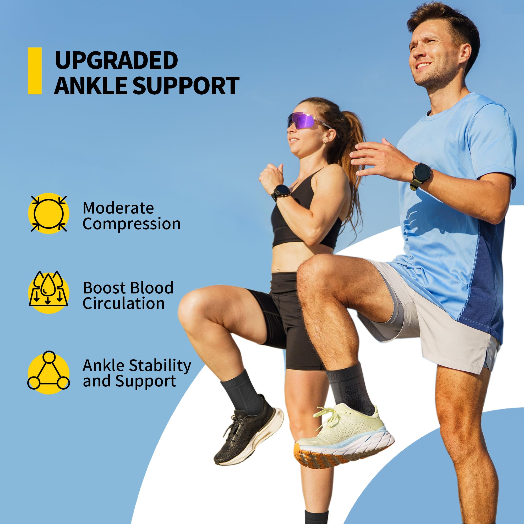 CAMBIVO 1 Pair Ankle Compression Sleeve for Men & Women – Soft, Breathable Support for Plantar Fasciitis, Achilles Tendonitis, Swelling & Sports Recovery – Easy to Wear, All-Day Comfort Fit