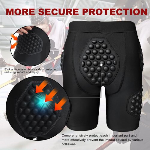 STONEKISS Goalie Shorts Padded, Hip Butt Protection Short Pants for Men, Crash Pants for Ice Skiing, Snowboarding 2XL