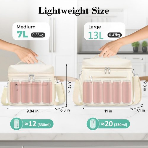 DALINDA Lunch Bag Cooler Bag Lunch Box for Women Men, Insulated Leak Proof LunchBox Lightweight for Picnic,Grocery,Beach,Camping,Travel,Work,Light Beige Cream