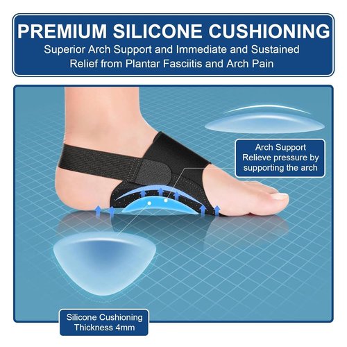 Mjajcnnae Arch Support Braces for Plantar Fasciitis Relief(Pair), Adjustable Brace w/Gel Pads for Flat Feet High & Fallen Arch, Fits for Women Men (Black)