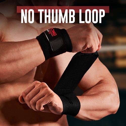 STRONG Wrist Wraps - Weightlifting Wrist Protection, Ideal for Gym Training, CrossFit - Enhanced Grip, Weight Gloves for Men's Workout & Women's Fitness, Strong Wrist Compression for Rep Max - Black