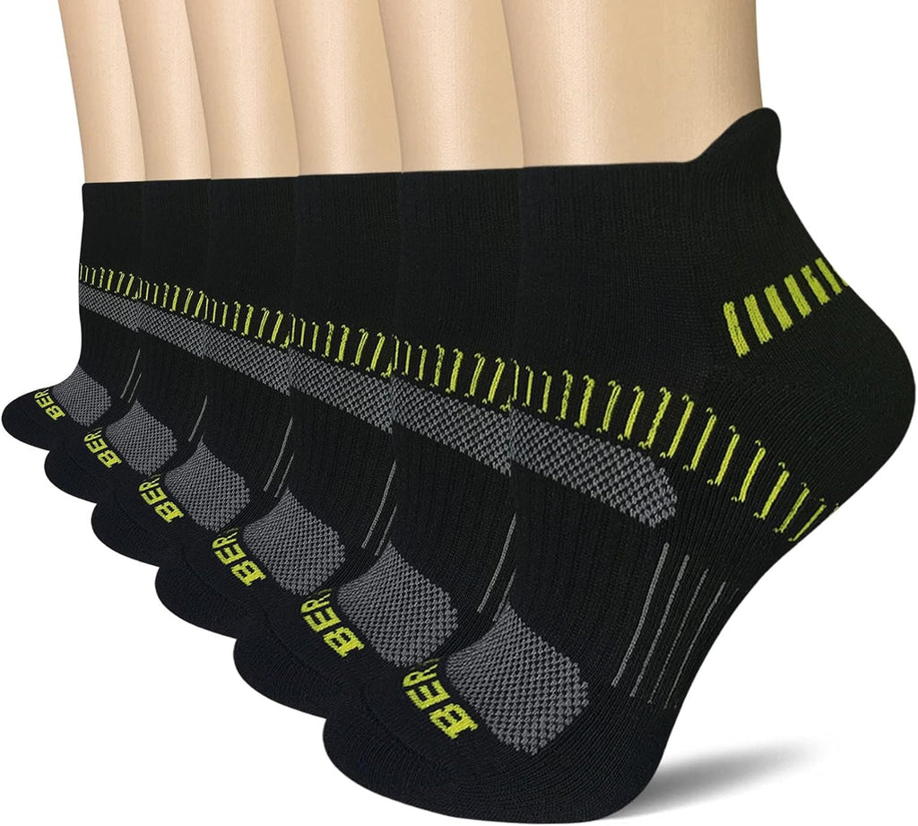 BERING Women's Cushioned Ankle Running Socks - 6 Pairs for Ultimate Comfort and Performance