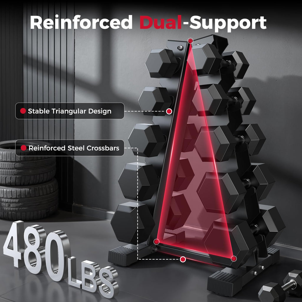 AKYEN A-Frame Dumbbell Rack Stand Only, Weight Rack for Dumbbells Compact Home Gym Space Saver, 480/800LBS Weight Capacity