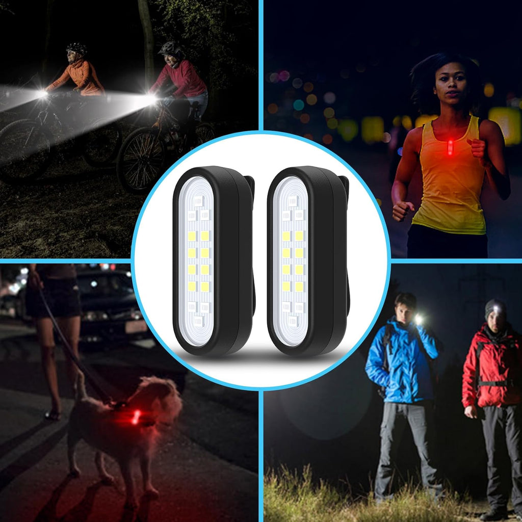Yaklim Running Light - 2 Pack Rechargeable Clip-On Flashlights for Night Safety | Hands-Free LED for Runners