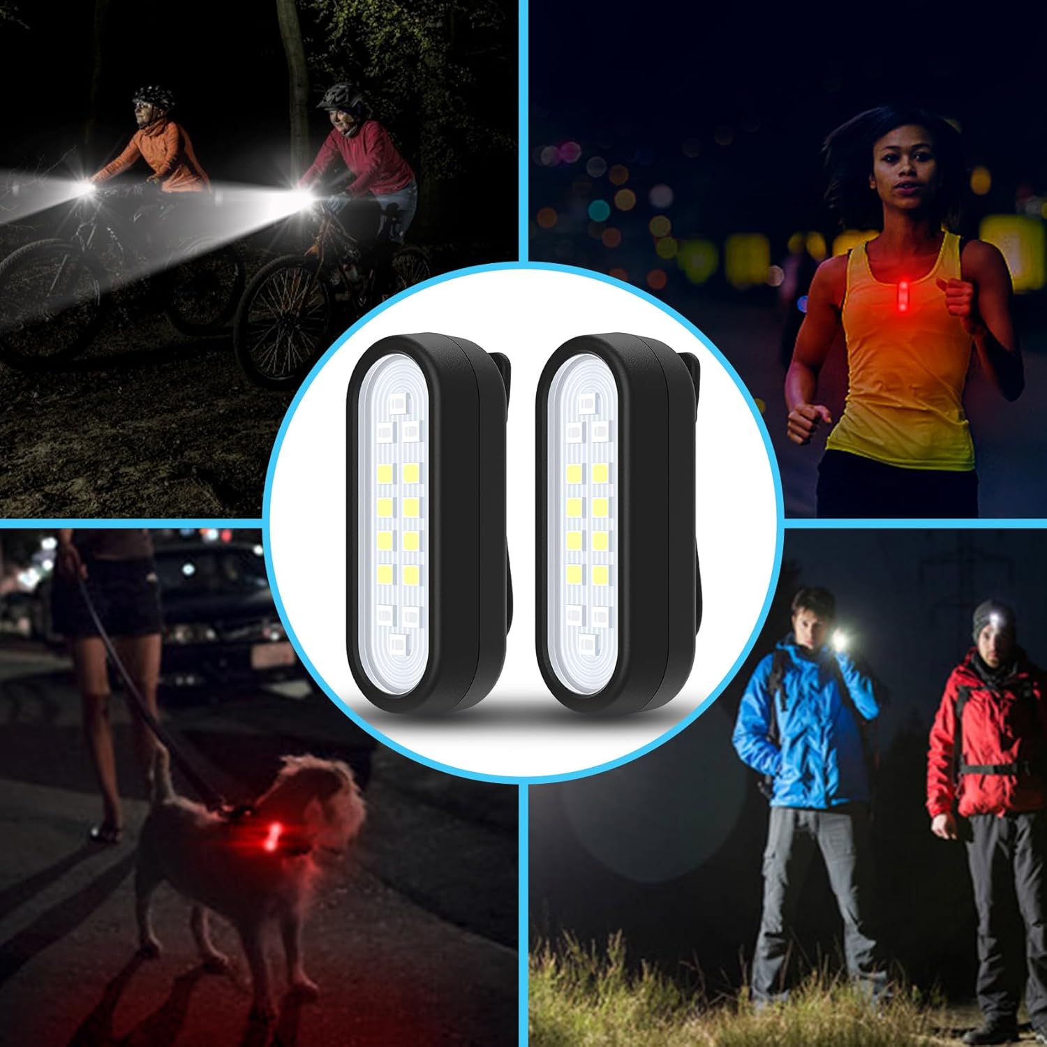 Yaklim Running Light - 2 Pack Rechargeable Clip-On Flashlights for Night Safety | Hands-Free LED for Runners