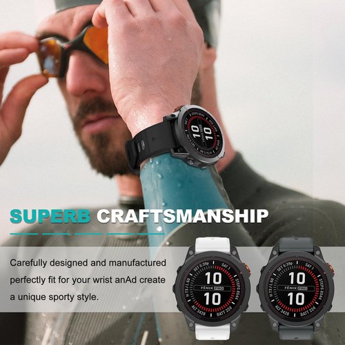 OVERSTEP Compatible with Fenix 7X Bands, 26mm Width Soft Silicone Replacement Strap for Fenix 7X Pro/6X/5X/3 Smartwatch