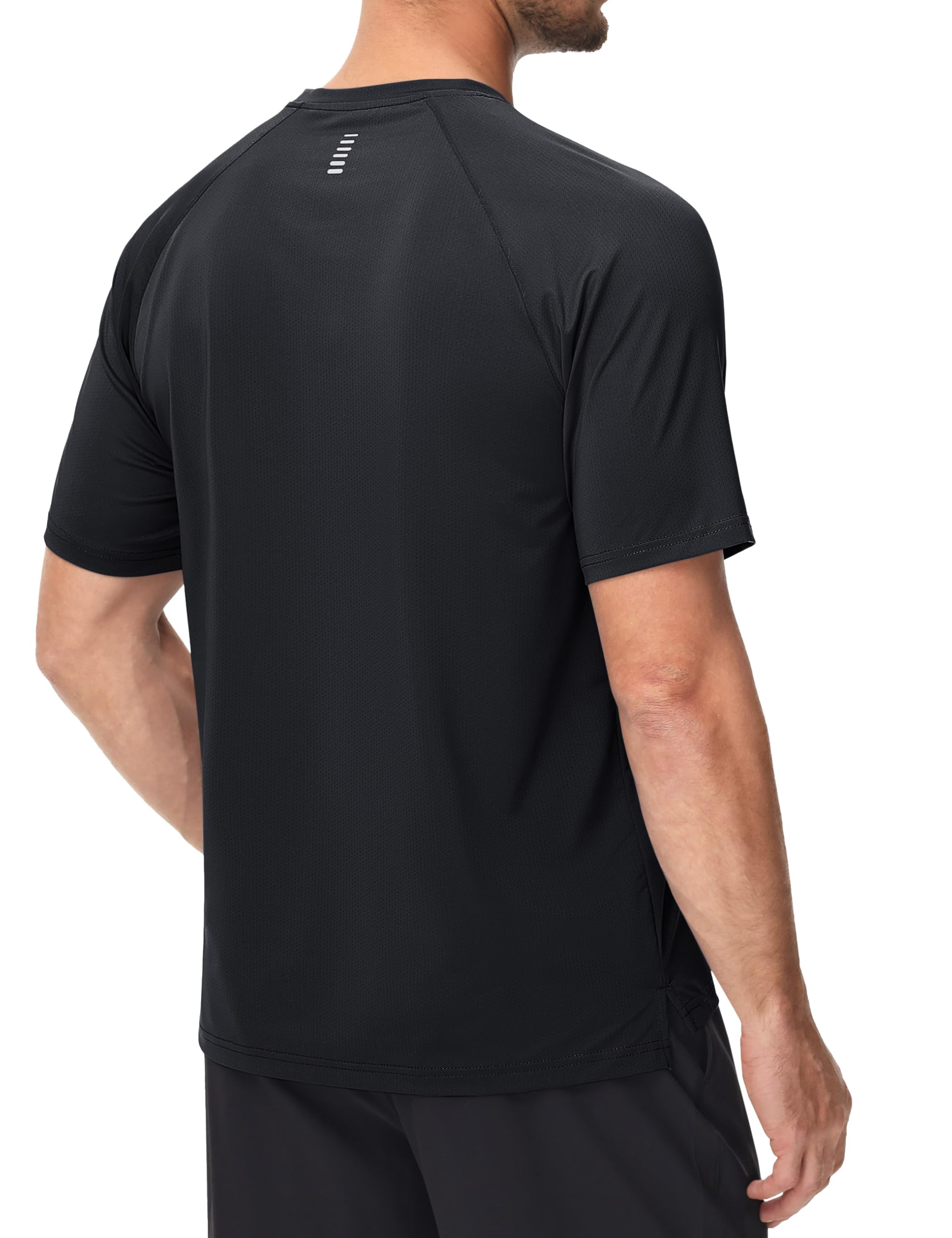 MAGCOMSEN Dry Fit Shirt for Men Short Sleeve Running Shirts Gym Workout Crew Neck Training Tshirt Stretch Performance Tee Black XL