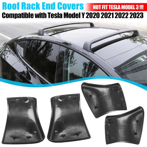 Jaronx Compatible with Tesla Model Y Roof Rack Cover Rail End Shell 2020-2023, 4PCS Roof Rack Luggage Cross Bar Covers for Tesla Model Y Replace 1518242-00-B 1518243-00-A 1518249-00-B 1518250-00-A