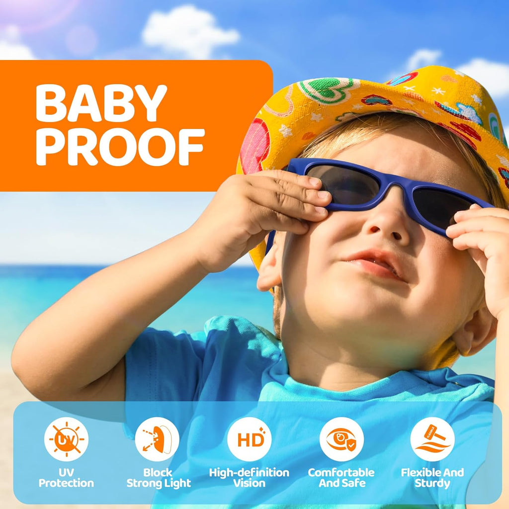 RIVBOS Baby Sunglasses - UV400 Polarized Protection with Flexible Strap | For Infants & Toddlers (0-24 Months)