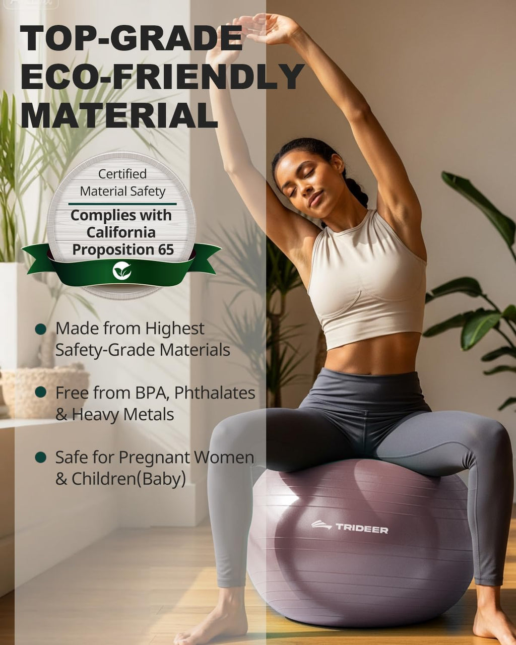Trideer Exercise Ball - Stability Ball for Yoga, Pilates & Core Training | Office Seating & Balance Chair