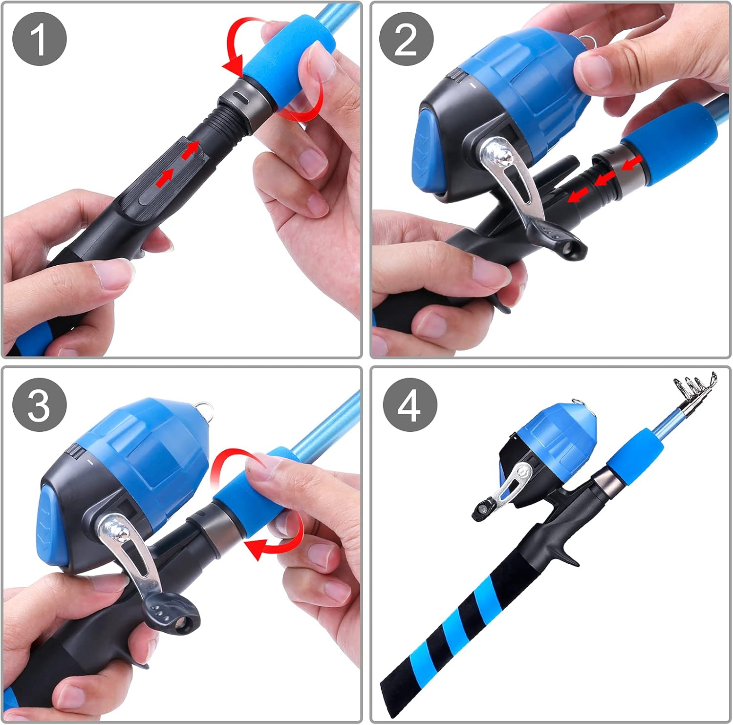 PLUSINNO Kids Fishing Pole - Portable Telescopic Rod & Reel Combo Kit with Tackle Box for Youth
