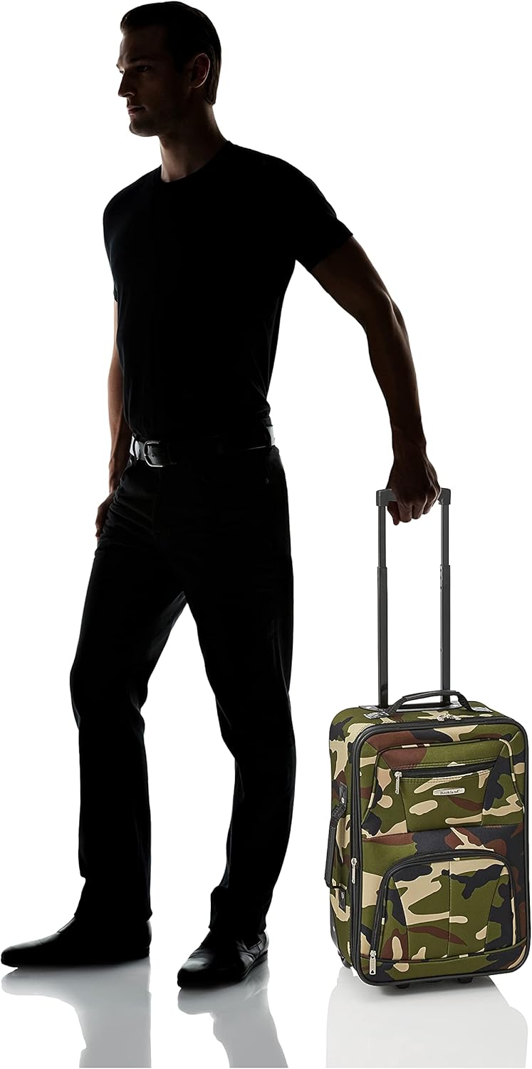 Rockland Fashion Softside Upright Luggage Set,Expandable, Wheel, Telescopic Handle, Camouflage, 2-Piece (14/19)