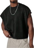 Wyeysyt Men's Acid Wash Crop T-Shirt - Vintage Dolman Sleeve Pullover Top in Loose Fit