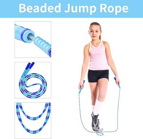 Leeboom Jump Rope - Adjustable Tangle-Free Beaded Skipping Rope for Fitness | 9.2 Feet Length
