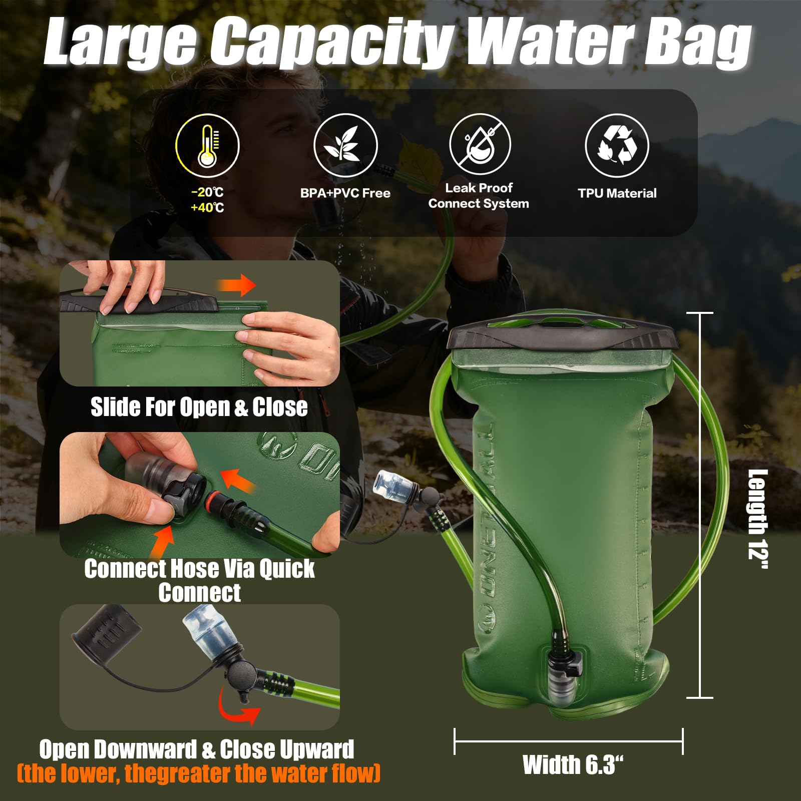 ONETOALL Running Vest with 2L Leakproof Water Bladder, Chest Pack for Hunting with Insulated Compartment for Men & Women Running, Cycling, Camping, Hiking, Skiing
