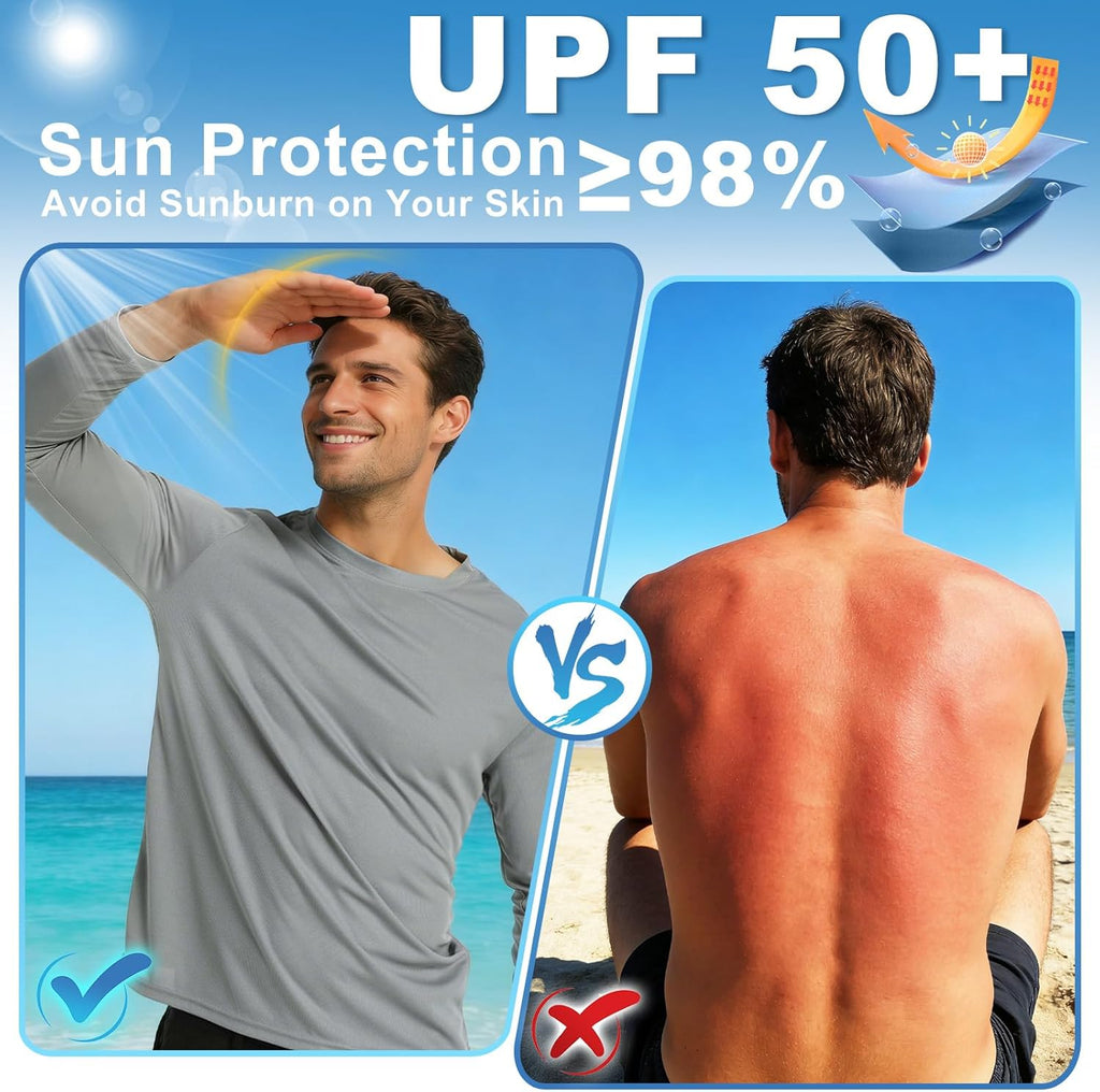Skiennix Long Sleeve Rash Guard - UPF 50+ Sun Protection & Moisture-Wicking T-Shirt for Men