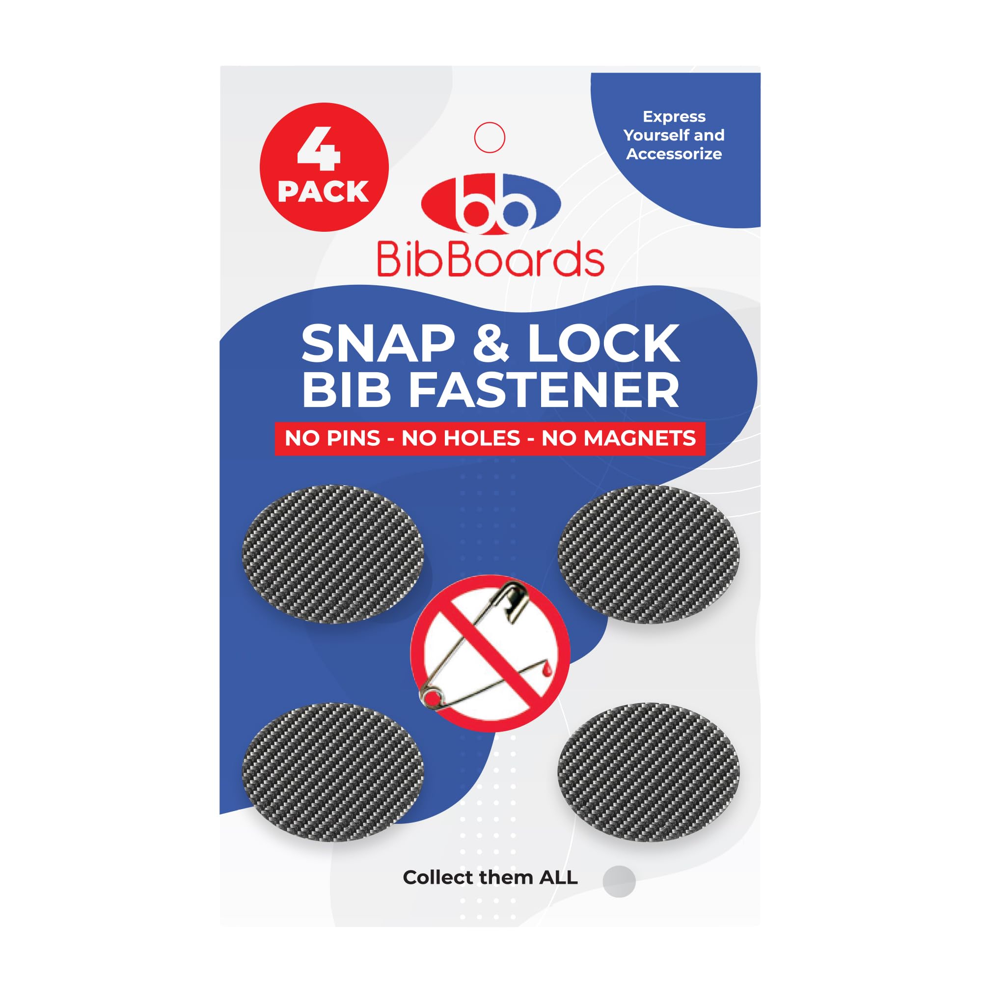 bibSNAPS Race Bib Clips - Safety Lock Fasteners - Secures Running, Marathon, Cycling and Event Number, Non Magnetic, Easy to Use, Soft & Reusable - Replacement for Pins & Magnets - Carbon Fiber (4pcs)