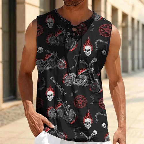 Domirica Men's Sleeveless Athletic Fit Muscle Top - Lightweight Hawaiian Beach Shirt for Summer