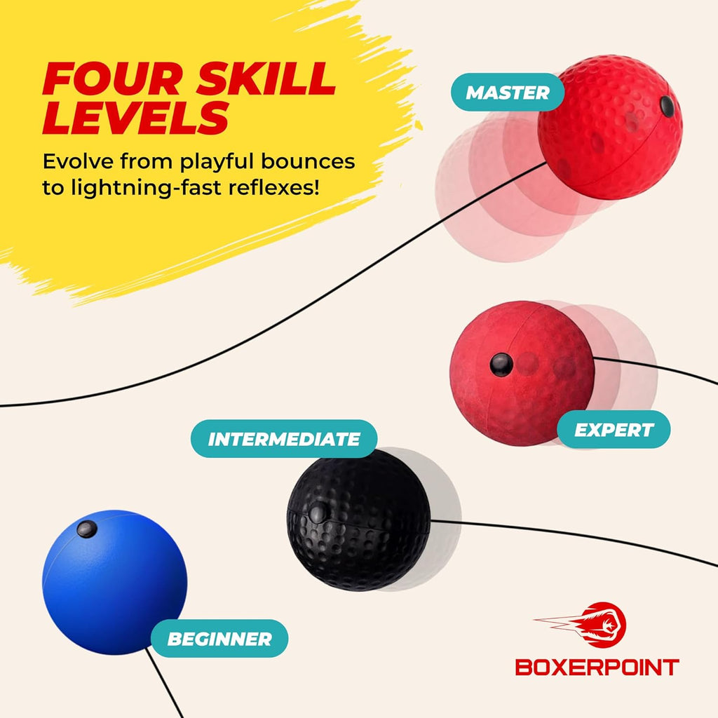 React Boxing Reflex Ball - Improve Hand-Eye Coordination with Headband, Carry Bag & Hand Wraps