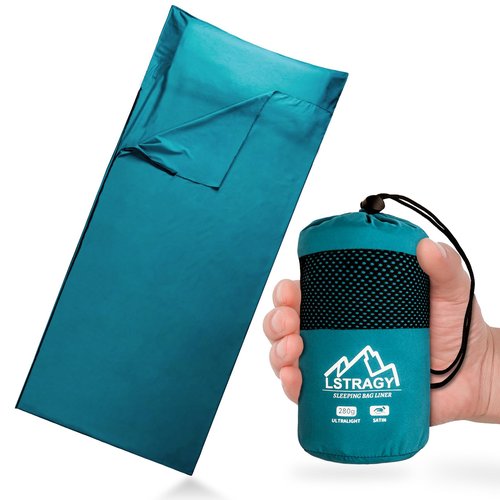 Ultralight Sleeping Bag Liner, 9.8oz Satin Sleep Sack, Comfy Breathable & Cooling & Silky Soft liner, Travel Sheets & Adult Sleep Sack with 2 Way Zipper, Ideal for Backpacking, Hotel, Camping, Hostels