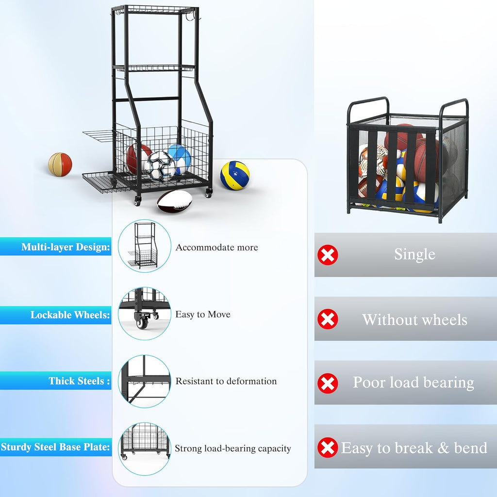 Skiennix Sports Equipment Garage Organizer - Maximize Space with Durable Storage Solutions