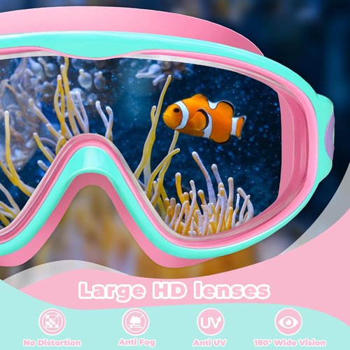 Keary Kids Swim Goggles - UV Protection & Anti-Fog | 2-Pack for Ages 3-15, Perfect for Pool Fun