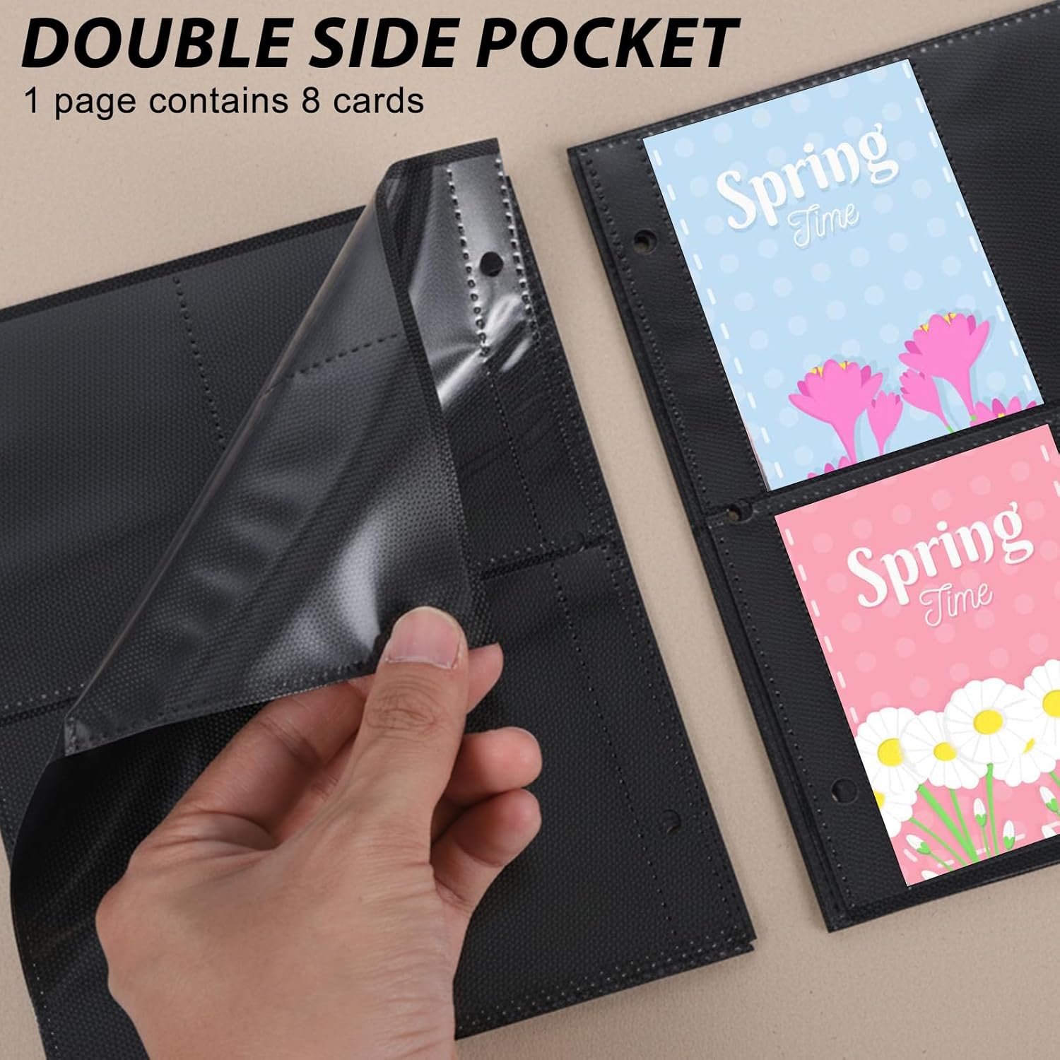 Skiennix 25 Pack Card Sheets - 4 Pocket PVC Binder Sleeves for Trading Cards | Black Background