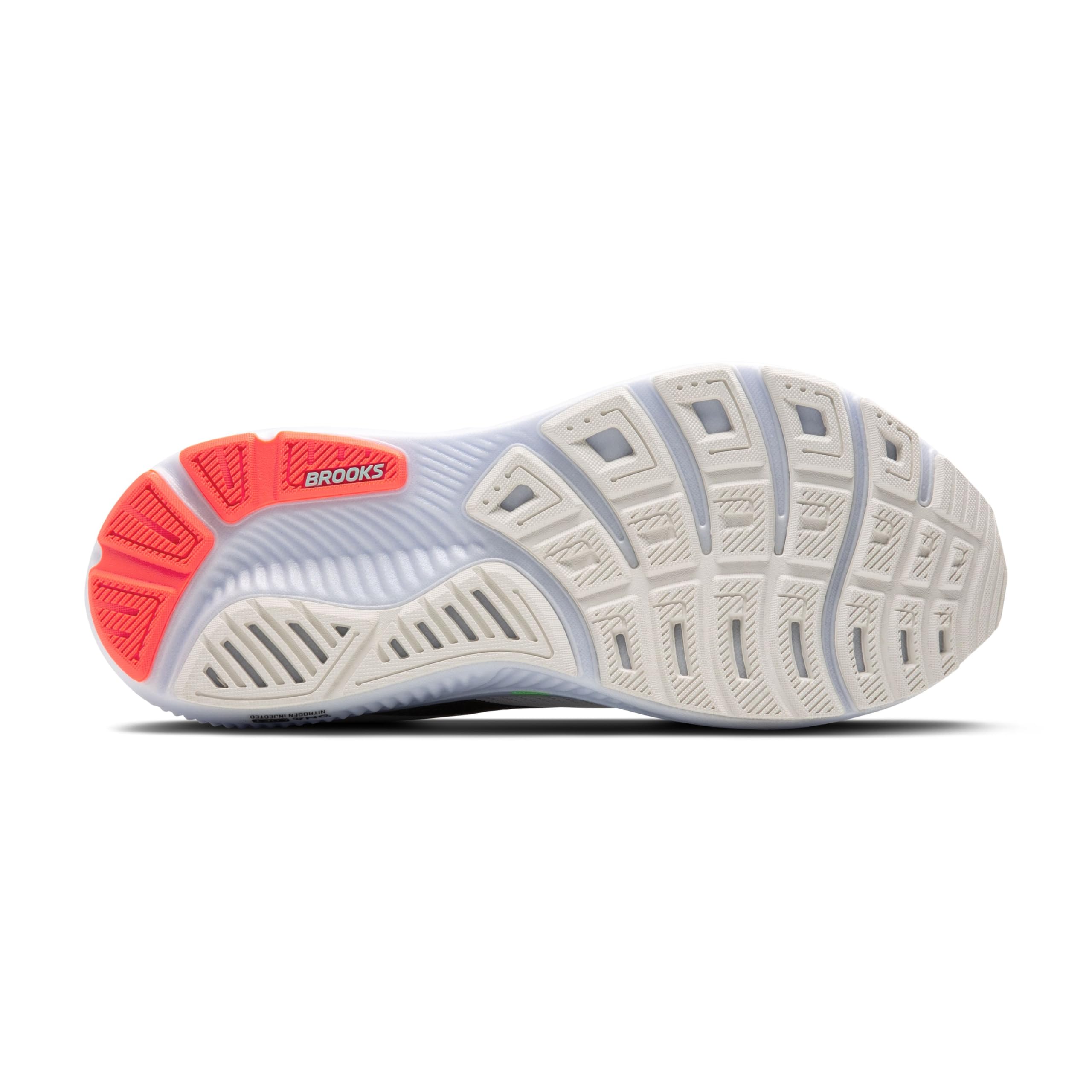 Brooks Men’s Ghost 17 Neutral Running Shoe - White/Pink Clay/Gecko - 10 Wide