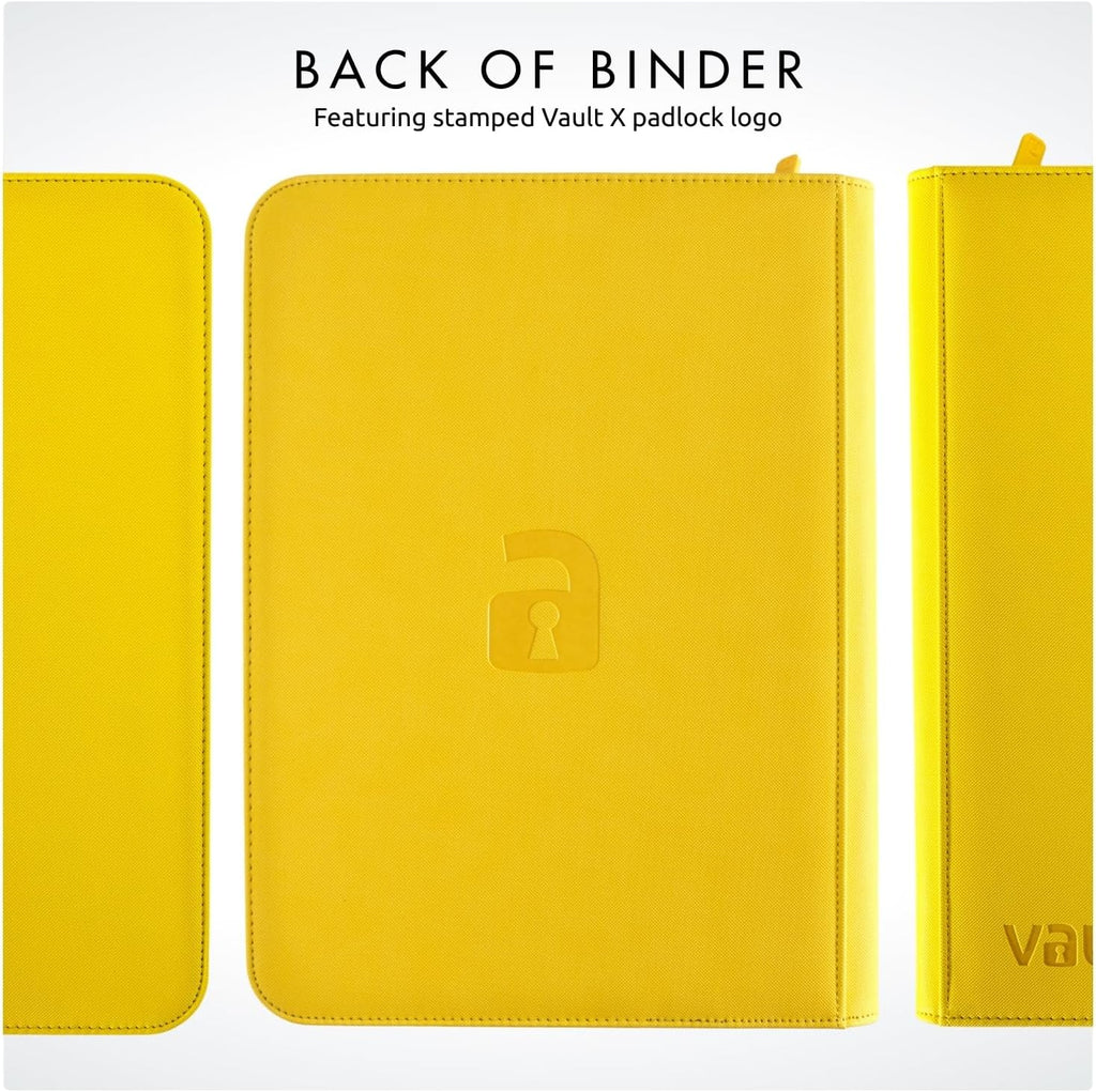 Vault X 9 Pocket Trading Card Zip Binder - Premium Exo-Tec Material, Holds 360 Cards | Yellow