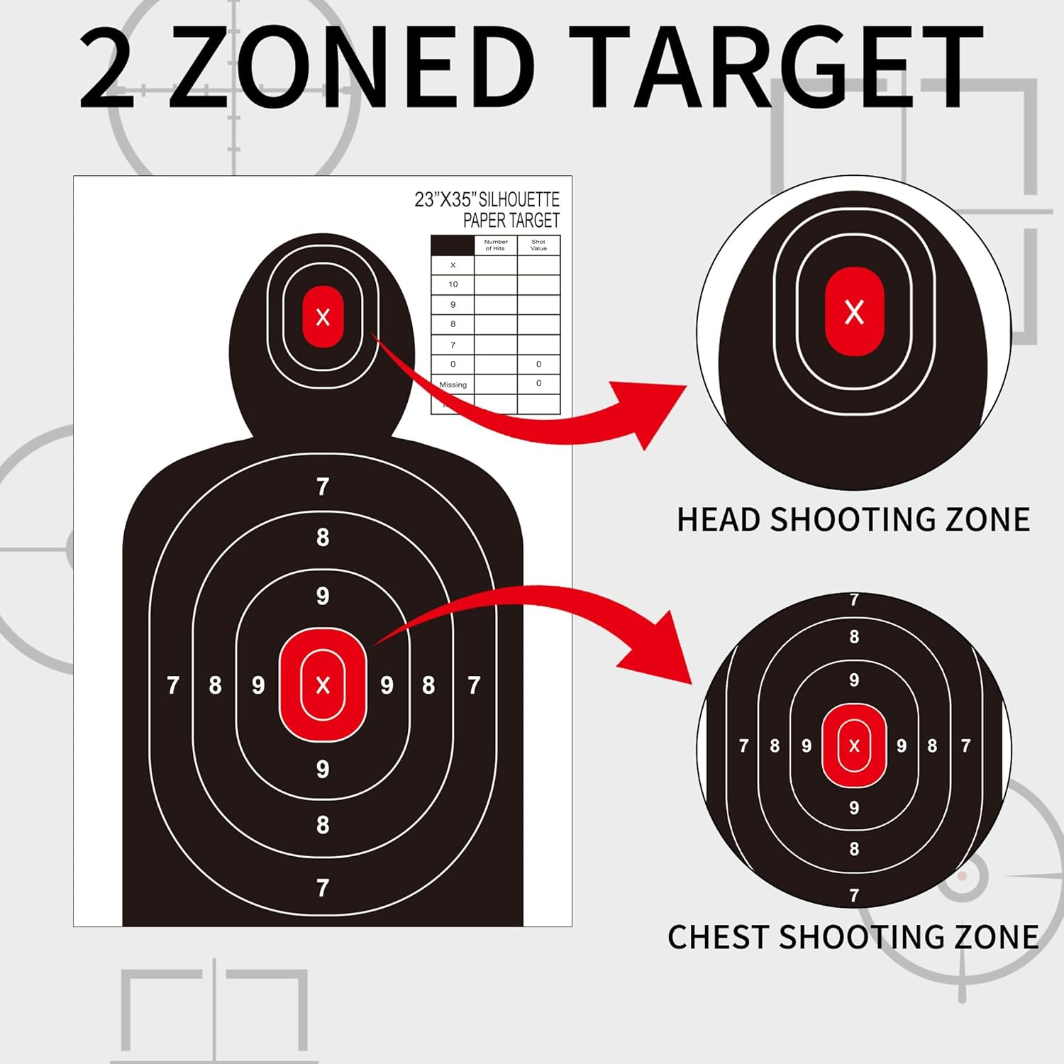 Regine Switzerland Shooting Targets - 23x35 Inch Paper Silhouette for Indoor/Outdoor Use | Compatible with Handguns, Rifles, Airguns
