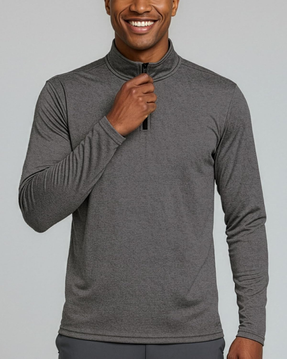 Real Essentials Men's Dry-Fit Active Quarter Zip Pullover - 3 Pack | Long Sleeve, Big & Tall Options