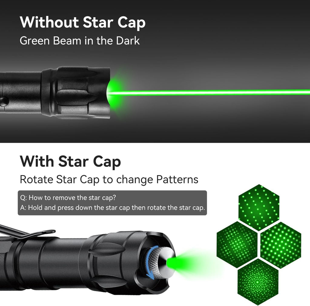 Skiennix Rechargeable Green Laser Pointer - High Power Long-Distance Beam for Presentations & Outdoors