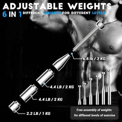 Indian Clubs for Strength Training,6-in-1 Premium Steel Adjustable Macebell Clubbell,Muscles, Shoulder, Grips & Forearms Workouts to Stretching,with Non-slip Knurled Handles