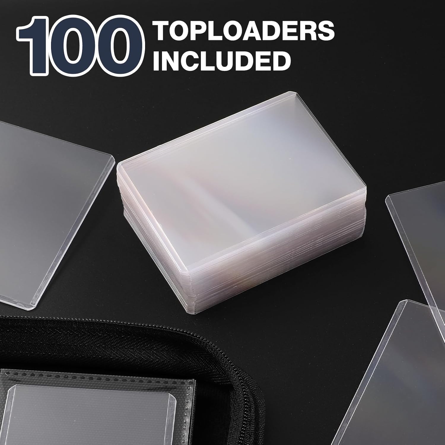 Skiennix Toploader Binder - Holds 360 Cards | Includes 100 Toploaders - 9-Pocket PU Cover for TCG & Sports Cards