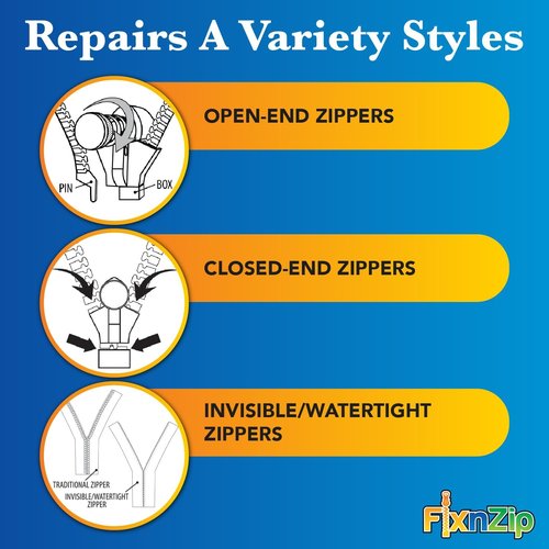 FixNZip Zipper Repair Kit Bundle - Universal No-Sew Slider Replacement for All Apparel | Sizes 1-10